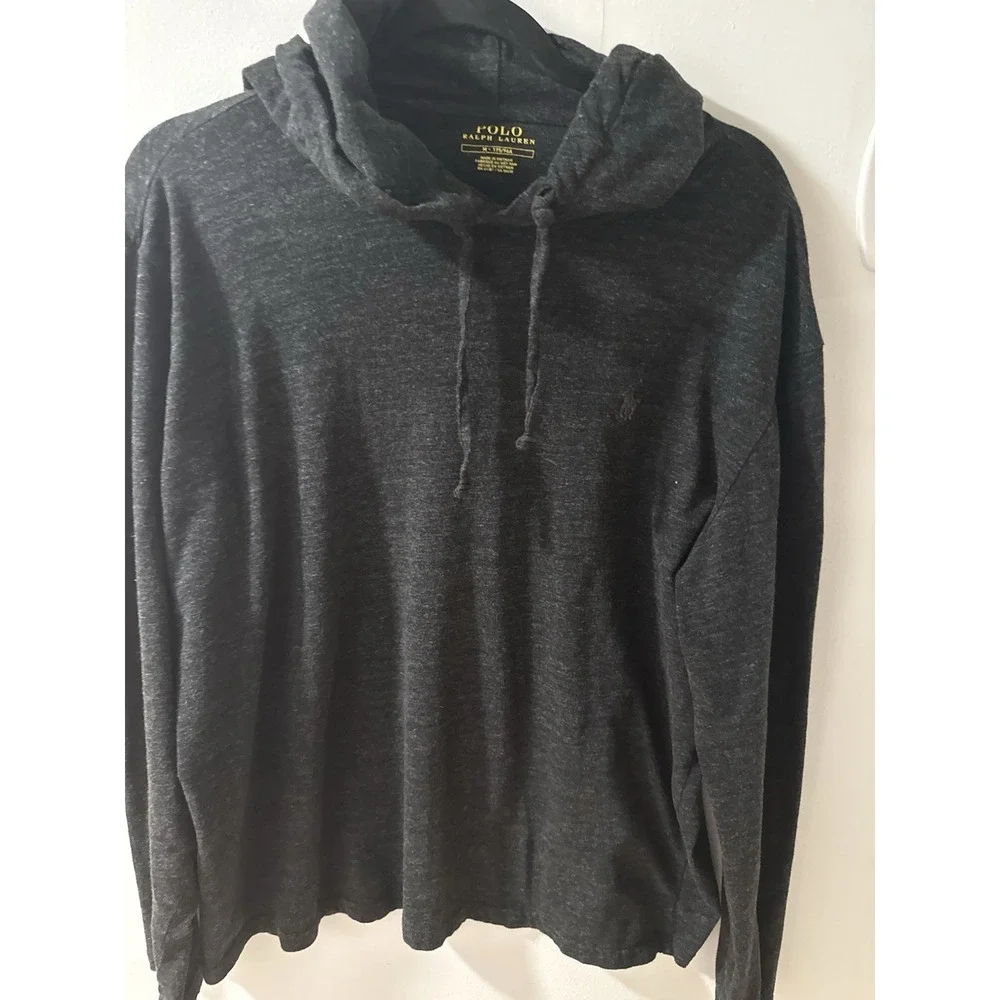 Polo Ralph Lauren Men's‎ Jersey Hooded Tee Shirt Marbled Grey Long Sleeve Med